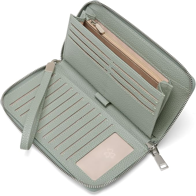 GOIACII Womens Wallet RFID Blocking Leather Zip Around Wallet Large Capacity Long Purse Credit Card Clutch Wristlet | RFID Blocking, Zip Around, Large Capacity, Long, Credit Card, Clutch