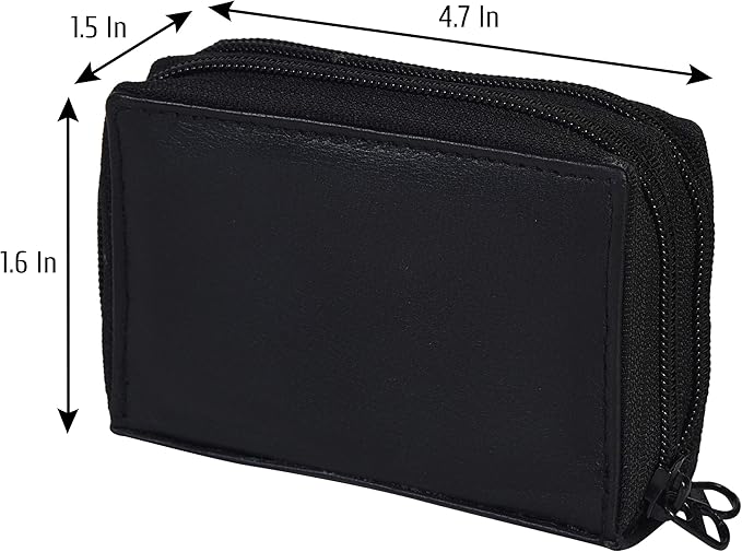 Leatherboss Leather RFID Identity Safe Double Zippered Accordion Wallet