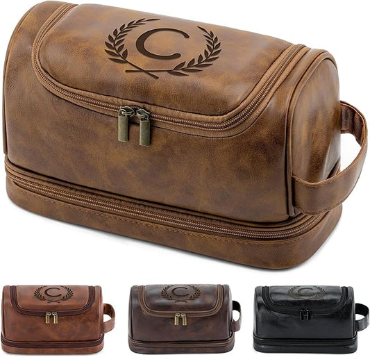 Personalized Husband Birthday Gift from Wife Travel Toiletry Bag for Men Him, Cool Valentines Thanksgiving Christmas Anniversary Birthday Gifts for Husband Boyfriend Partner, Light Brown C