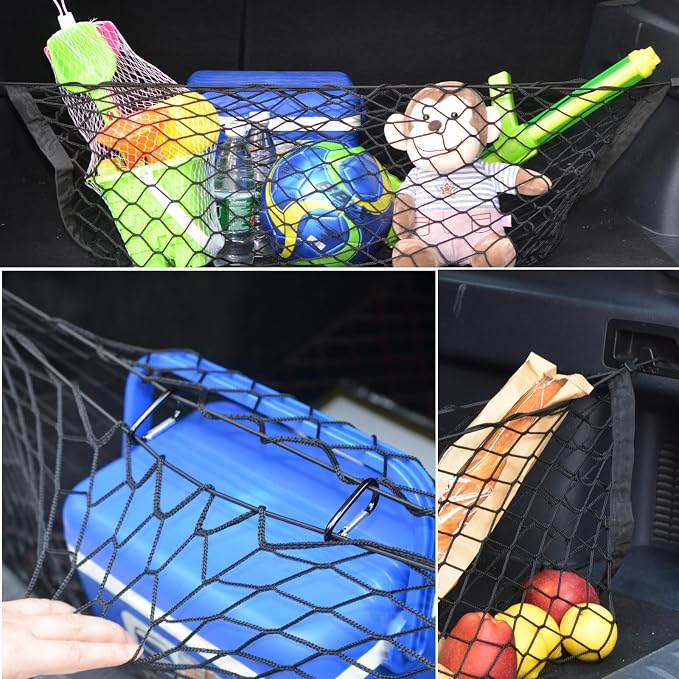 BAILALIBO Cargo Net Stretchable, Adjustable Trunk Net for SUV, Pickup and Trucks, Small Automotive Elastic Storage With Hook, Car Organizer (53x18 Inch)