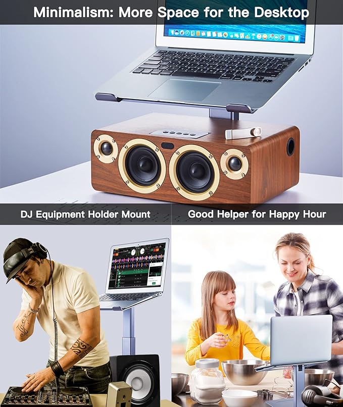 Adjustable Laptop Stand, Tall, Strong, Airflow, Suitable for 13.3-17.3 Inch Laptops, Lift Screen to Eye Level for Video Conferences