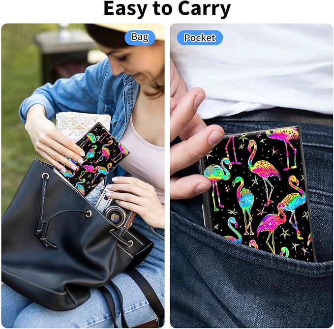 Metal Wallet,Credit Card Holder for Women Men,RFID Blocking Card Holder Wallet Mini Slim Aluminum Wallet ID Case Hard Card Case Business Card Holder Case,Glitter Flamingo