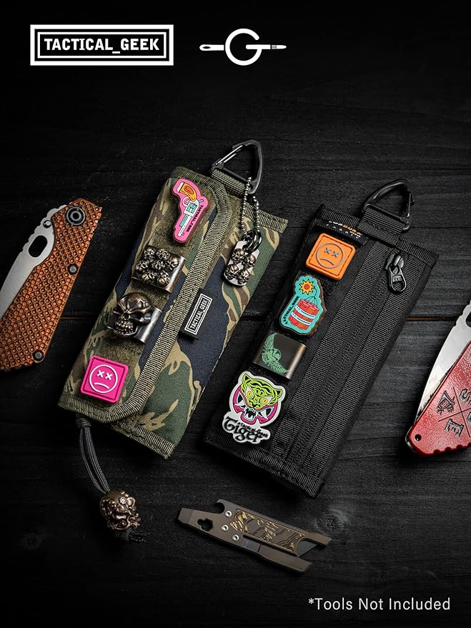 TACTICAL GEEK Storage A2 L Pouch Organizer, Nylon Handheld Wallet, Multi-Purpose EDC Storage Pocket, Multitools Pocket Organizer for Men, Compact Gadget Pouch for Daily Carry Black
