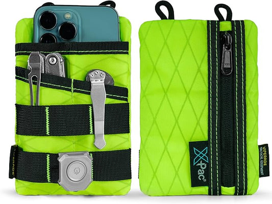 VIPERADE VE3 Tool Pouch Pocket Organizer, Nylon Tool Belt Loop Pouch with 4 Pockets Tool Storage EDC Pouch for Flashlight/Pocket Knife, Tactical Pen, Notebook (X-PAC-Hot Lime)