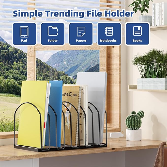 Simple Trending 9 Section Metal File Sorter Organizer for Desk Home Office, Black