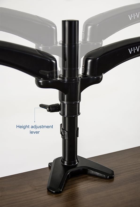VIVO Premium Black Dual Monitor Pneumatic Counterbalance Height Adjustable Arm, Desk Mount Stand, Holds 2 LCD Screens up to 27 inches STAND-V002JB