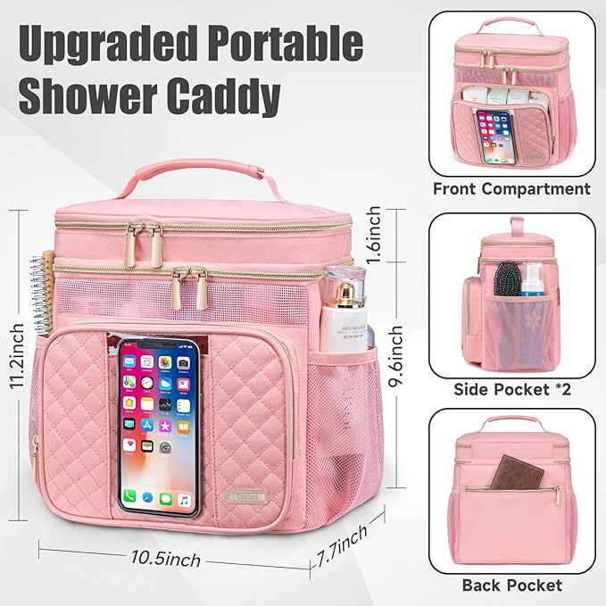 Tealari Large Toiletry Bag for Women Men,Bathroom Bag,Water Resistant Shower Bag,Makeup Bag,Portable Shower Caddy for College Dorm,Hanging Travel Toiletry Bag with Transparent Waterproof Phone Pocket