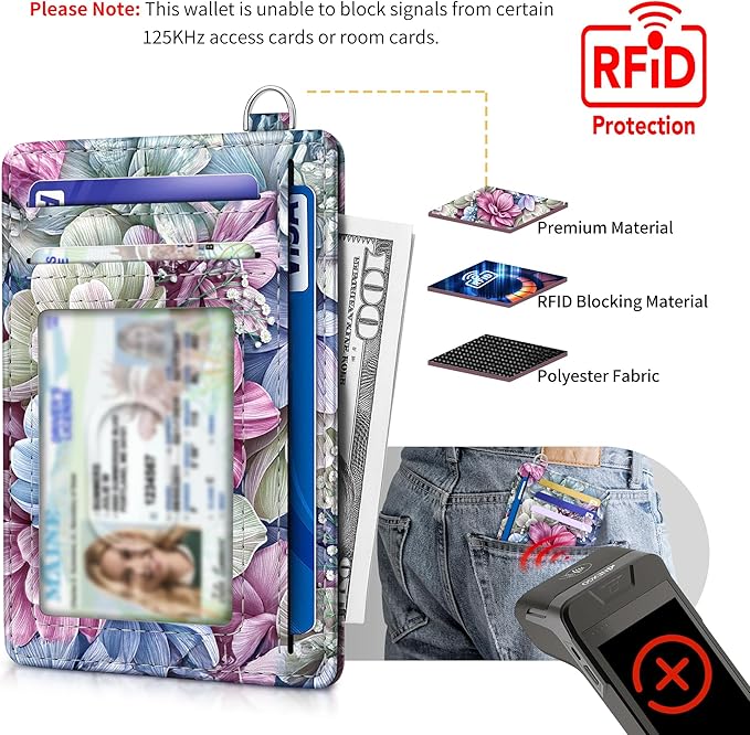 Mayski Slim Wallet, Credit Card Holder for Women, Minimalist Front Pocket RFID Blocking Card Cases, Small Wallet Women Men(Happy Flower)