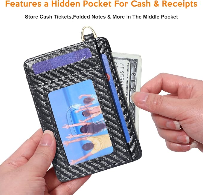 Badiya Credit Card Holder Slim Minimalist Wallet, Front Pocket Purse RFID Blocking Wallet Compact Card Case with ID Window for Women & Men