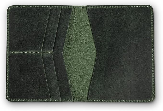PEGAI Personalized Leather, Passport Holder For Travel | Handmade Passport Wallet Cover Case | Travel Document Holder, Passport Cover for Men, Women, and Family | Pike (Green)