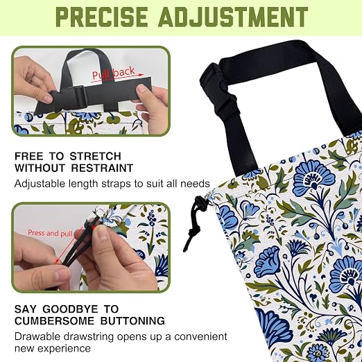 Car Garbage Bag Blue Green Floral Damask Hanging Canvas Car Trash Bag Waterproof Drawstring Car Back Seat Organizer for Car Back Front Seat Console with Adjustable Buckle