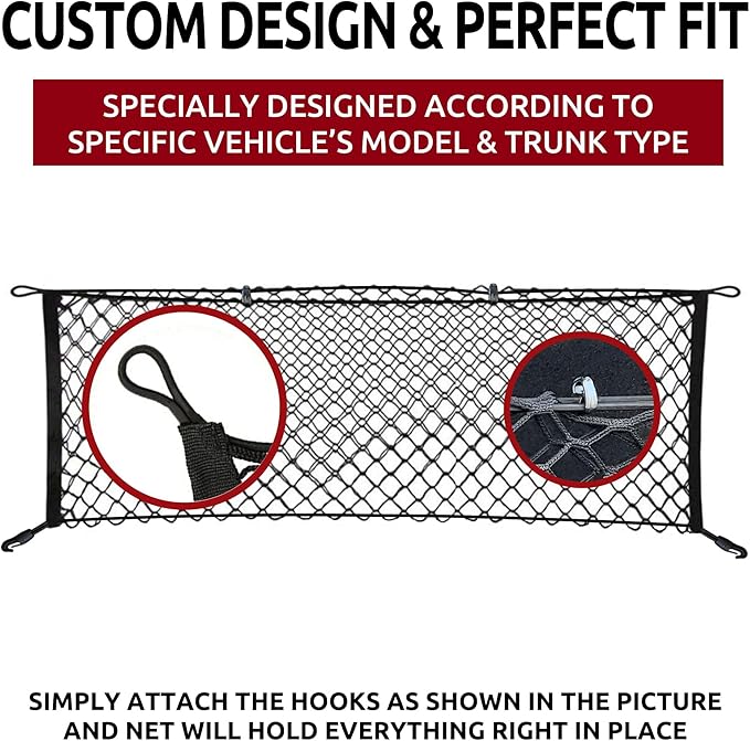 Envelope Style Automotive Elastic Trunk Mesh Cargo Net for Volkswagen Atlas 2017-2024 - Premium Trunk Organizers and Storage - Luggage Net for Crossover - Best Car Organizer for Volkswagen Atlas
