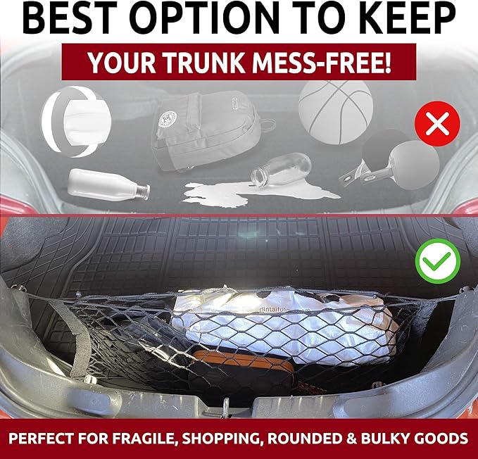 Envelope Style Automotive Elastic Trunk Mesh Cargo Net for Chevrolet Camaro 2010-2024 - Premium Trunk Organizers and Storage - Luggage Net for Crossover - Best Car Organizer for Chevrolet Camaro