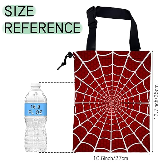 Spider Web on Red Car Garbage Bag,Waterproof Small Car Trash Bag Hanging Back of Seat,Drawstring Hanging Car Trash Bag with Adjustable Buckle for Car Accessories