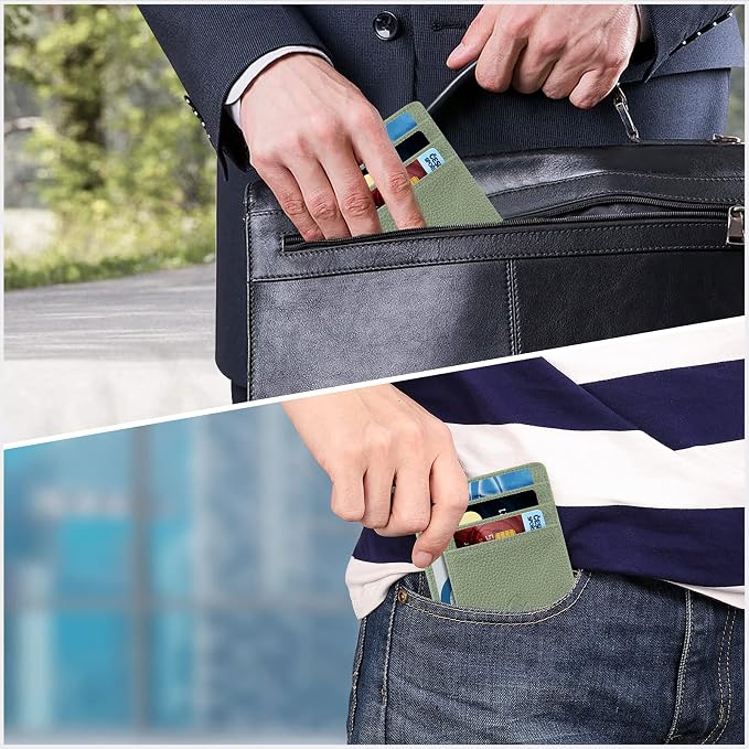 FINTIE Slim Minimalist Front Pocket Wallet, RFID Blocking Credit Card Holder Card Cases with ID Window for Men Women (Sage Green)
