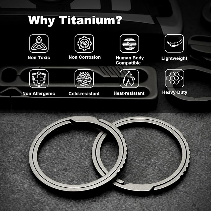 Titanium Key Rings Heavy Duty Side Push Split Key Chain Rings for Key Carabiner Quick Release Keychain