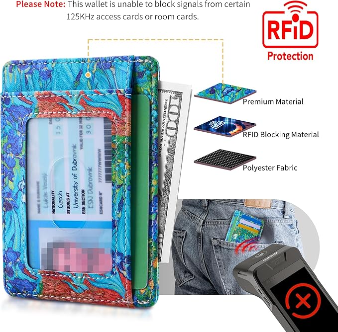 Travelambo Front Pocket Minimalist Leather Slim Wallet RFID Blocking Medium Size