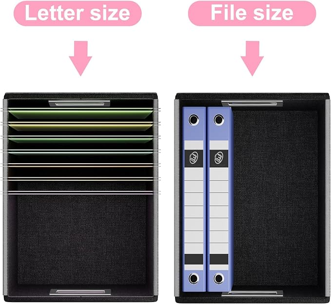 Portable Leather File Organizer Storage Boxes, Collapsible File Folder Organizer Boxes with Lids, Document Organizer, Decorative Filing Box Cabinet for Letter/Legal File Folder Storage