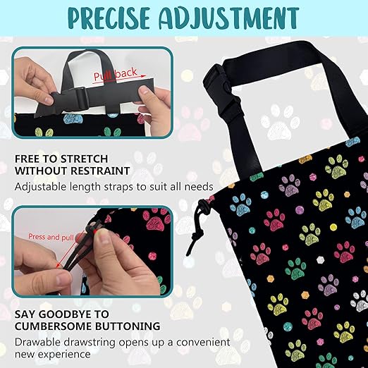 Car Garbage Bag Colorful Paw Prints and Diamond Drawstring Car Trash Bag Hanging for Back Seat with Adjustable Buckle Canvas Vehicle Trash Can Easy-to-Install