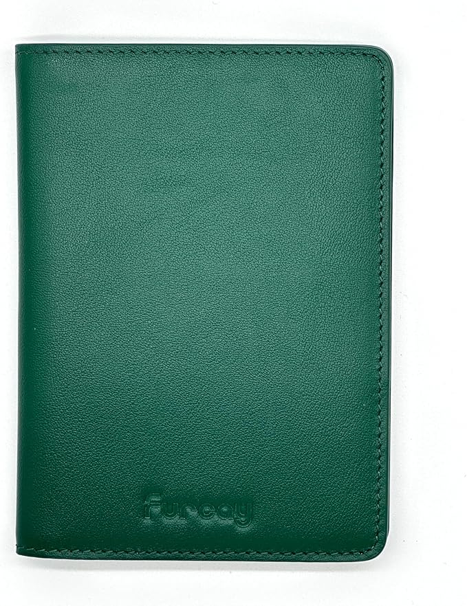 Slim Nappa Leather RFID blocking Passport Cover for Men and Women (Green/Brown)