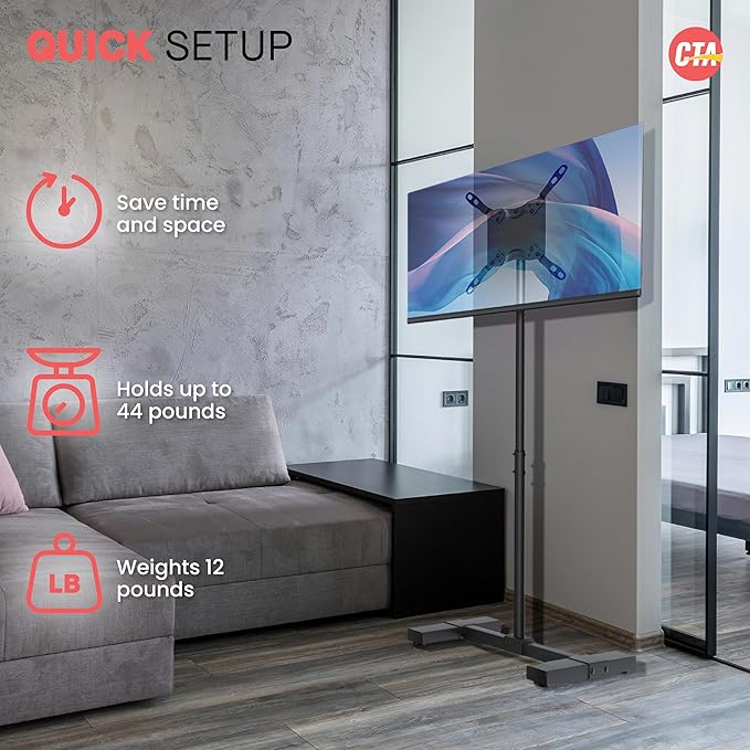 CTA Height Adjustable TV Stand ??CTA VESA-Compatible Universal Floor Stand for TVs & Monitors 13-42-inch up to 44 lbs. - Black (ADD-DMHA)