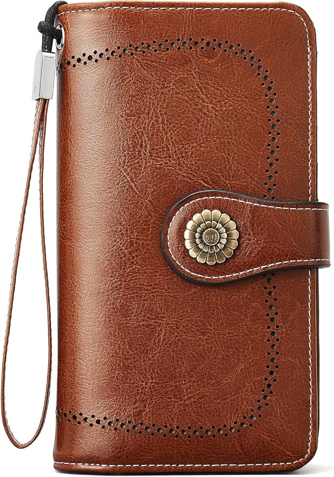 BOSTANTEN Leather Wallet for Women RFID Blocking Zip Around Credit Cards Holder Phone Clutch