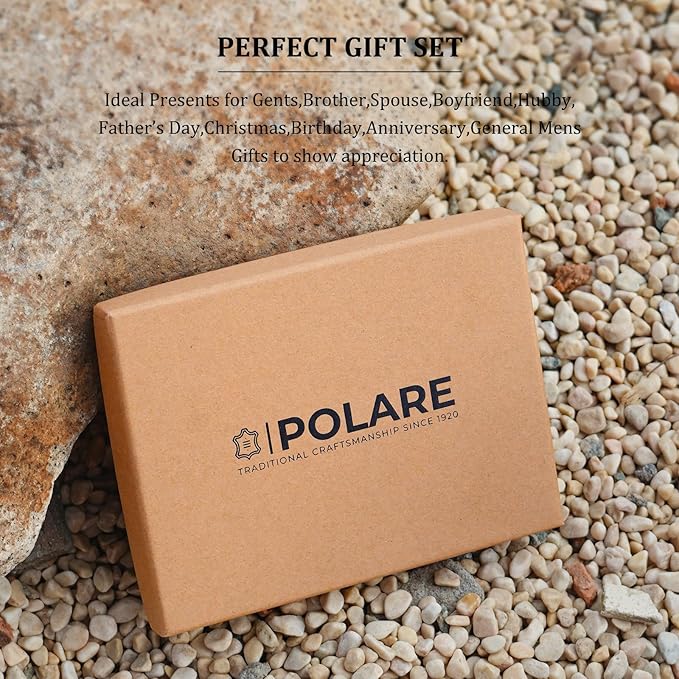 Polare Full Grain Leather Slim and Soft RFID Blocking wallet For Men Snap Bifold Travel Wallet Passport Holders 2 Passports (Coffee)