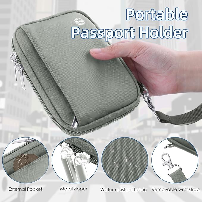 WALNEW Passport Holder for Travel - RFID Blocking Travel Wallet Essentials Organizer with Card Slots & Zipper Pocket (Women/Men)