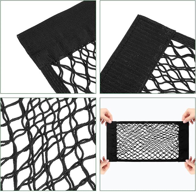 6 Pcs Mesh Cargo Net Universal Stretchable Elastic Rv Storage Netting with Adhesive Tape 4 Different Sizes Pocket Car Storage Net for Trunk Rv Boat Car Kitchen Cabinet Closet Home