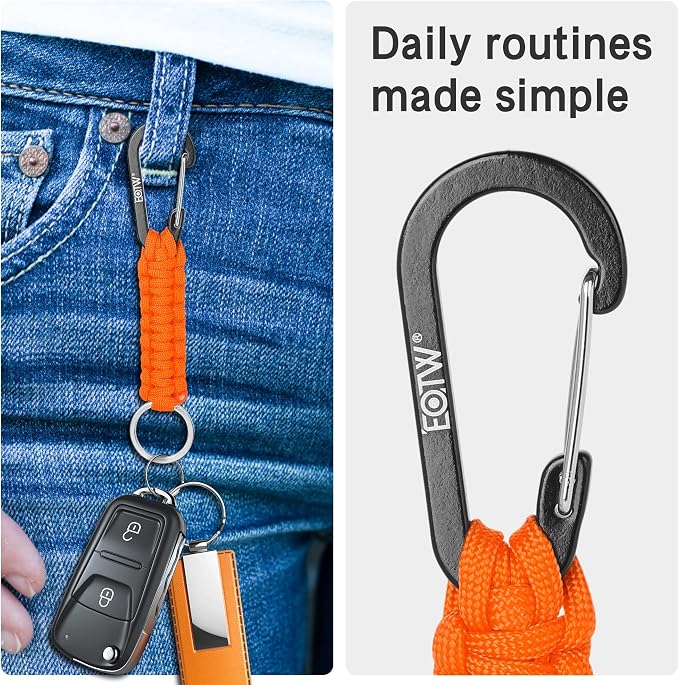 EOTW Carabiner Keychain,Paracord Keychain Small Aluminum Clip D Ring for Camping, Hiking, Fishing, Or As A Key Organizer