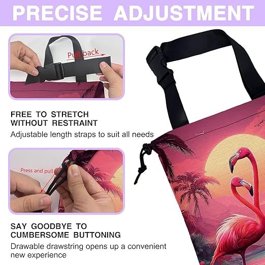 Car Trash Bag Pink Flamingo Car Trash Bin Leakproof Waterproof Car Trash Can for Back Seat, Foldable Car Garbage Bag with Adjustable Straps and Drawstring for Car Accessories