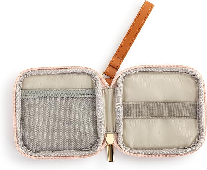DEMDACO Electronic Accessories Tech Pouch Carry Case Travel Organizer for Cables Chargers and Headphones 4 x 4 Inch Coral Pink