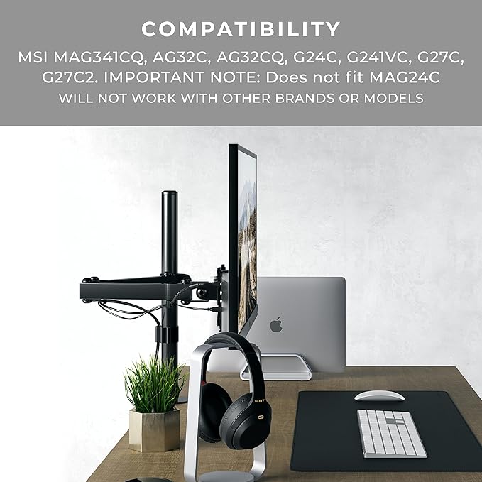HumanCentric VESA Mount Adapter Compatible with MSI Optix MAG341CQ, AG32C, AG32CQ, G24C, G27C, G27C2 Monitors, Does Not Fit MAG24C, for 75x755 and 100x100mm Patterns