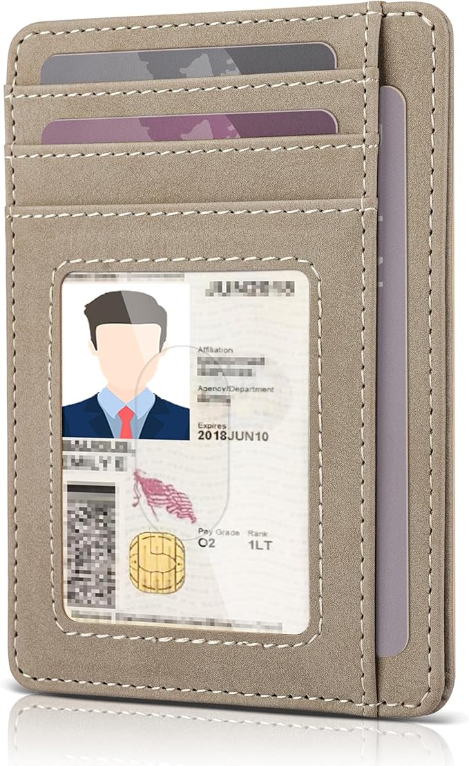 Teskyer Slim Wallet for Men, Minimalist Front Pocket RFID Blocking Leather Wallet Credit Card Holder for Men & Women