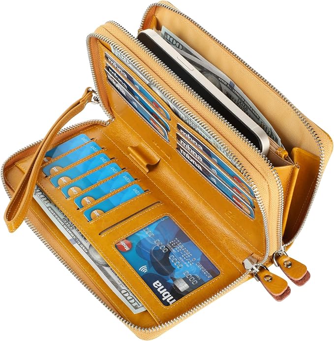 Lavemi Small Compact Women Wallet RFID Blocking Genuine Leather Bifold Purse with ID Windows