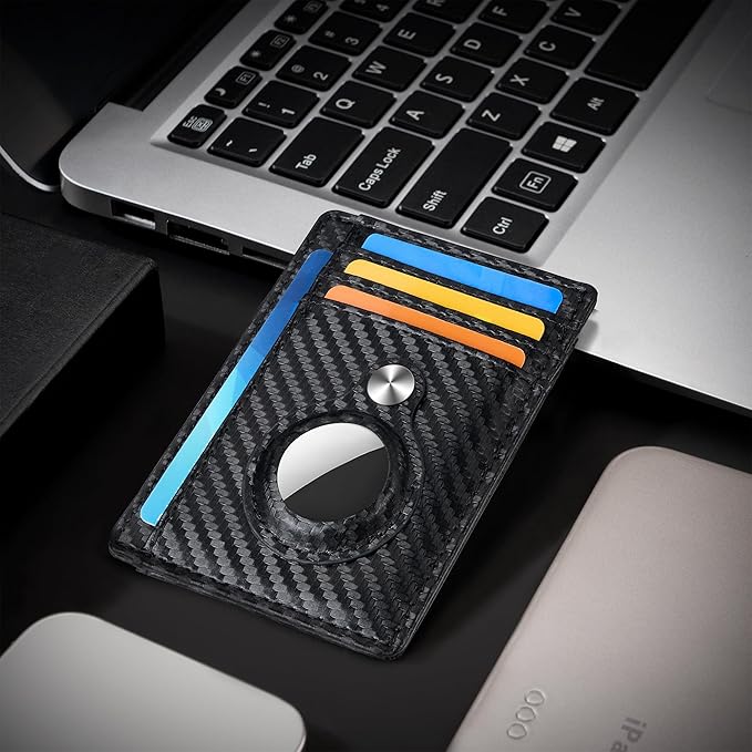 Hawanik Slim Minimalist Front Pocket Air Tag Wallet, RFID Blocking Card Holder Wallet with Airtag Holder