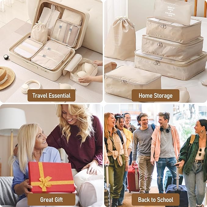 Packing Cubes for Travel-10 Set Luggage Organizer Bags for Family, Mesh Breathable Packing Cubes for Suitcases Durable Travel Essentials Bags Set
