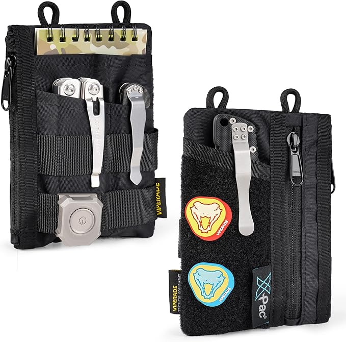 VIPERADE VE18 EDC Pouch, Pocket Organizer for Men, EDC Pocket Organizer, 3 Slots with 2 Zipper Pockets, Multitool Pouch