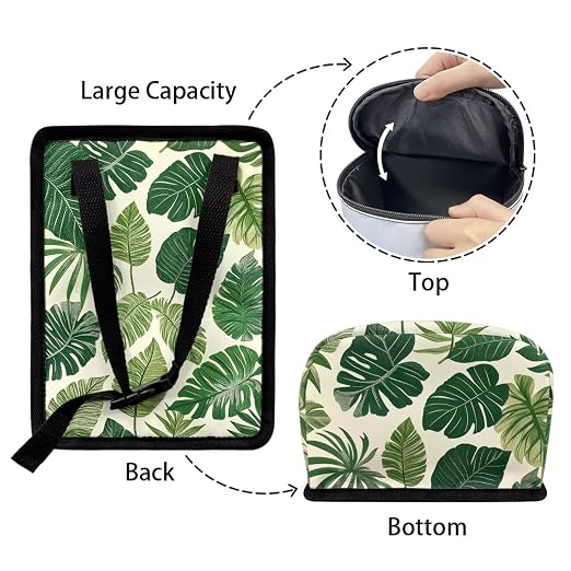 Talayituse Tropical Monstera Palm Leaves Print Car Trash Bin, Large Size Auto Trash Can Adjustable Portable Garbage Can with Lid, Vehicle Hanging Bag for Headrest Front Back Seat