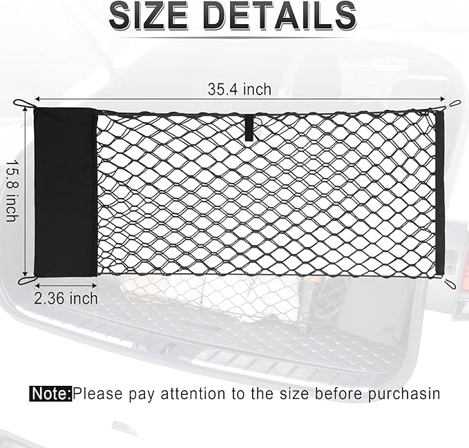 Amiss Envelope Style Truck Bed Cargo Net with Side Organizer, Fits for 2017-2025 Honda Ridgeline Accessories, Portable Storage and Highly Elastic Organizer with Hook, Car Exterior Accessories.