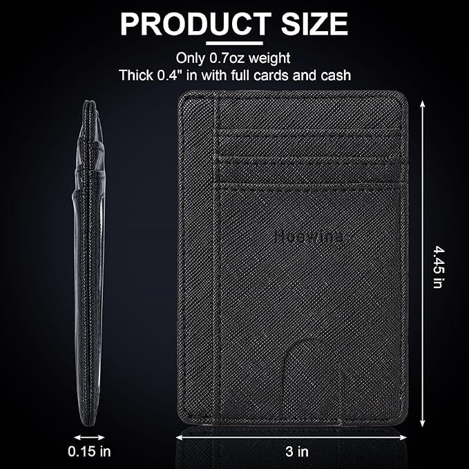 Hoewina Wallet for Men, Credit Card Holder, Slim Minimalist Wallet, Front Pocket RFID Blocking Leather Thin Wallet for Men and Women(Cross Black)