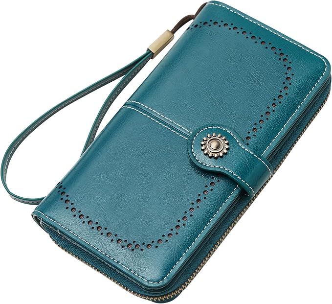 TFKGS Wallet for Women RFID Blocking Leather Large Capacity Card Holder Ladies Phone Clutch Travel Long Purse Wristlet | RFID Blocking, Leather, Large Capacity, Ladies, Travel