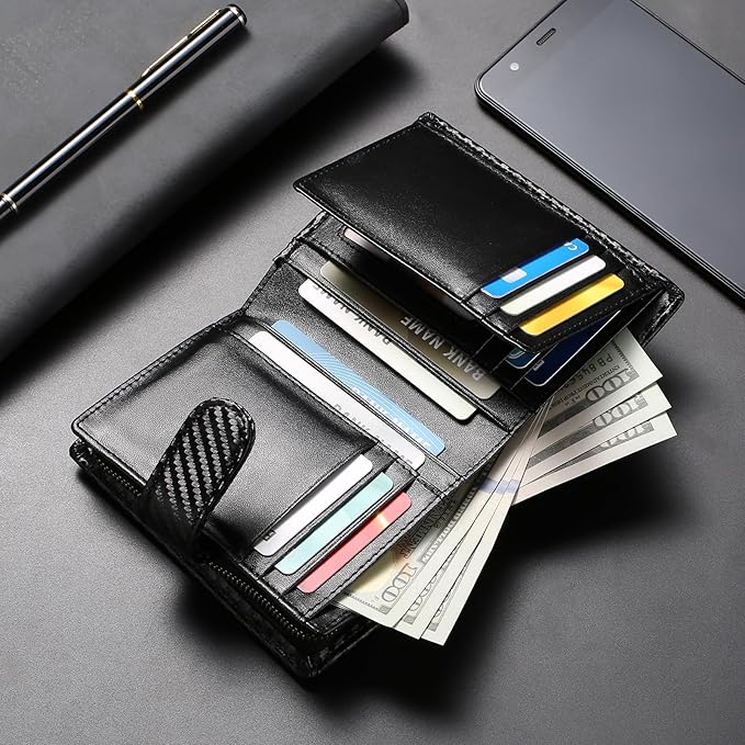 SENDEFN Men's Wallet Genuine Leather Bifold RFID Blocking Wallets for Men Credit Card Holder with Coin Pocket