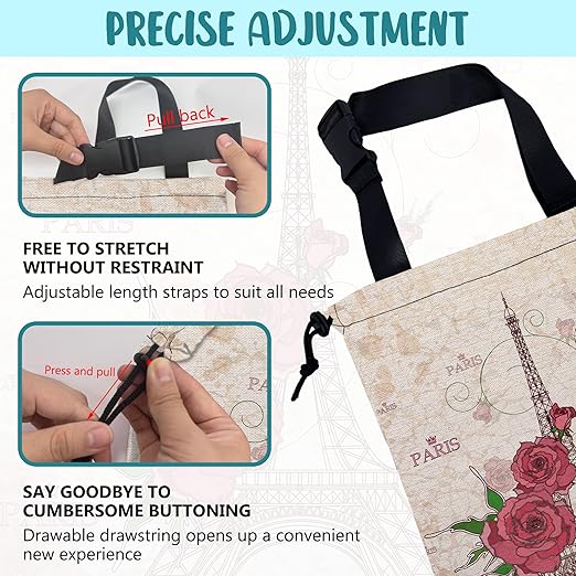 Car Trash Bag Pink Eiffel Tower and Roses Leak-Proof Waterproof Car Garbage Bag with Drawstring Foldable Canvas Trash Bin with Adjustable Buckle for Car Accessories, Travelling, Camping