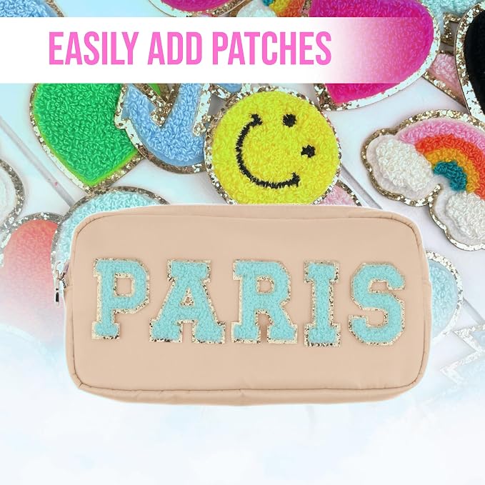 DANCOUR Nylon Makeup Bags for Women Large Preppy Travel Toiletry Pouch Cosmetic Bag Makeup Organizer
