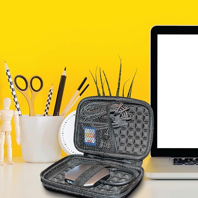 Maxell Hard Shell Small Storage Case: Keep Your Accessories Organized and Safe with Mesh Pockets, Elastic Loop, and Zipper Pocket - Ideal for Powerbanks, Cables, and Earbuds (Pack of 2)
