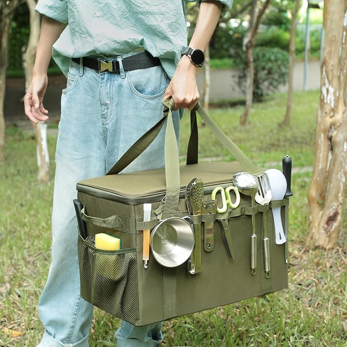 Tactical Camping Storage Bag - 46L Utility Tote Bag Trunk Organizer (Army Green)