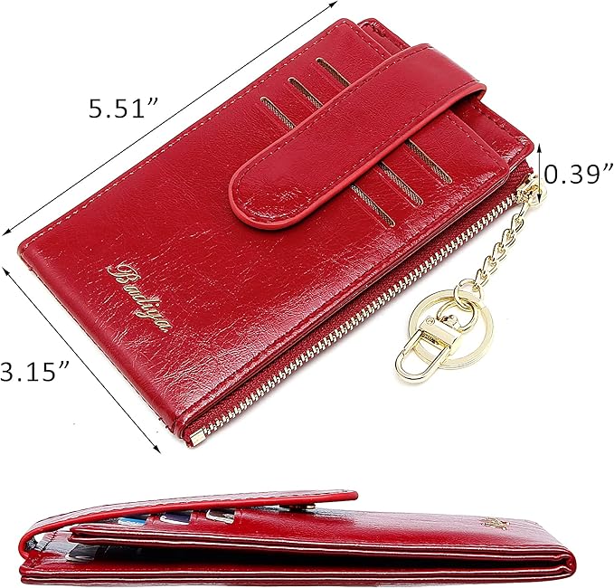 Badiya Slim Women Wallet RFID Blocking Bifold Compact 9 Card Slots Holder Wallets Soft Leather with Zipper Coin Pocket 2 ID Window