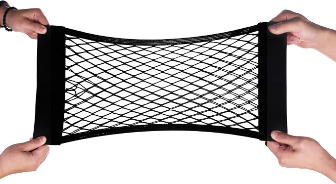 Cosmos Universal Mesh Cargo Net Wall Sticker Organizer Pouch Bag Storage Mesh Net for Car Trunk, Pack of 2 with Tape Stickers