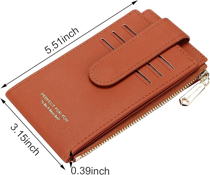 Badiya Slim Women Wallet RFID Blocking Bifold Compact 9 Card Slots Holder Wallets Soft Leather with Zipper Coin Pocket 2 ID Window